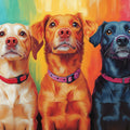 Three Dogs Portrait Mural Wallpaper — Colorful Artistic Wall Mural Mural Wallpaper - room preview 02