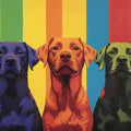 Playful Dog Trio Mural Wallpaper — Vibrant Artistic Pattern Mural Wallpaper - room preview 02