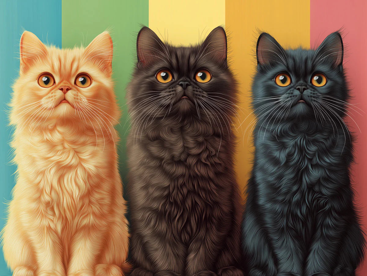 Three Fluffy Cats Mural Wallpaper — Vibrant Pastel Vertical Stripe Mural Wallpaper - room preview 02