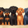 Five Friends Canine Portrait Mural Wallpaper — Whimsical Decor Mural Wallpaper - room preview 02