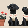 Two Labrador Puppies Mural Wallpaper — Playful Illustration Mural Wallpaper - room preview 02