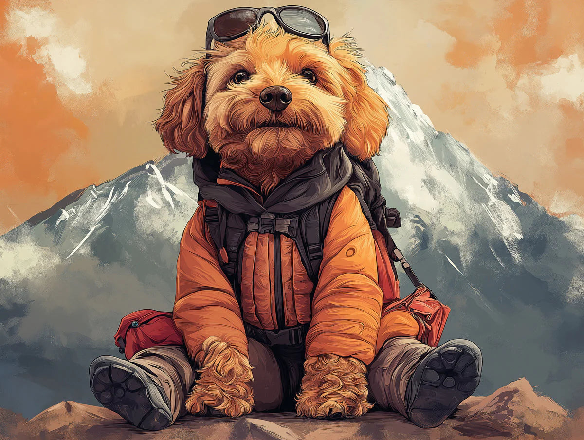 Adventurous Aviator Dog Mural Wallpaper — Whimsical Mountain Scene Mural Wallpaper - room preview 02