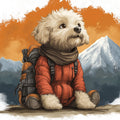 Adventurous Hiker Dog Mural Wallpaper — Whimsical Mountain Scene Mural Wallpaper - room preview 02