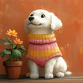 Puppy in Sweater Mural Wallpaper —Warm Painterly Illustration Mural Wallpaper - room preview 02
