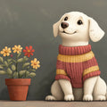 Dog in Sweater Mural Wallpaper —Whimsical Painted Illustration Mural Wallpaper - room preview 02