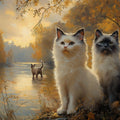 Autumn Feline Forest Mural Wallpaper — Impressionistic Scene Mural Wallpaper - room preview 02