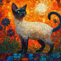 Siamese Cat Mosaic Mural Wallpaper — Vibrant Floral Garden Design Mural Wallpaper - room preview 02