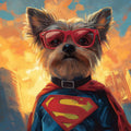 Superhero Terrier Mural Wallpaper — Playful Cityscape Design Mural Wallpaper - room preview 02