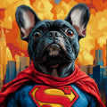 Superhero Frenchie Mural Wallpaper — Vibrant Cityscape Graphic Mural Wallpaper - room preview 02
