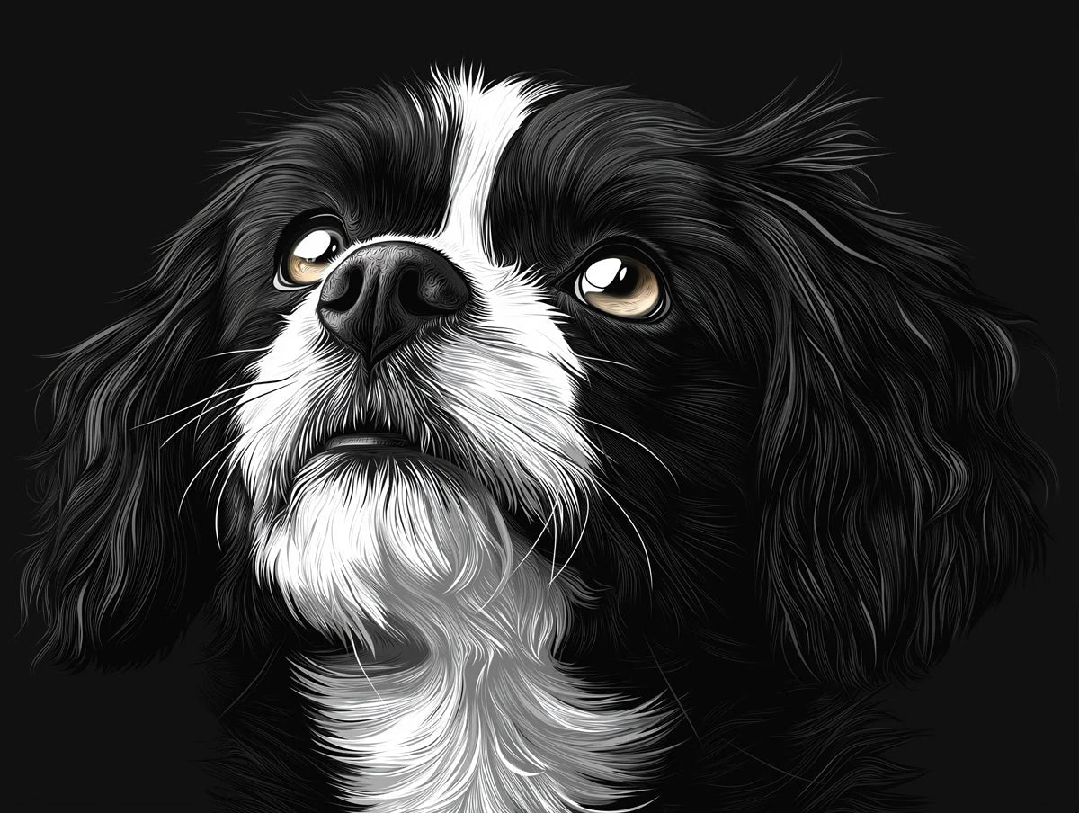 Soulful Dog Portrait Mural Wallpaper — Artistic Monochrome Design Mural Wallpaper - room preview 02