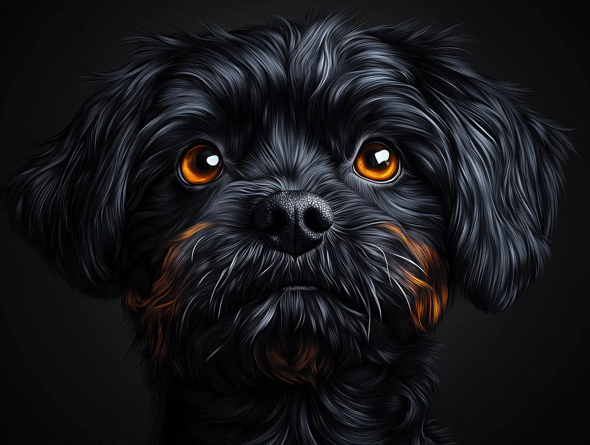 Black Dog Portrait Mural Wallpaper —Striking Amber Gaze Mural Wallpaper - room preview 02