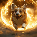 Magical Corgi Portal Mural Wallpaper — Whimsical Gold Glow Mural Wallpaper - room preview 02