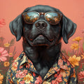 Cool Labrador in Floral Shirt Mural Wallpaper — Whimsical Design Mural Wallpaper - room preview 02