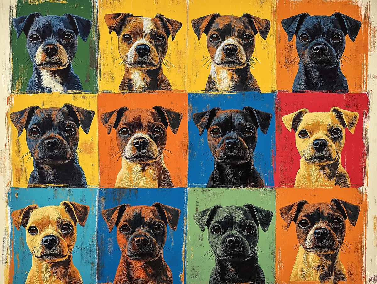 Dog Portraits Grid Mural Wallpaper — Pop Art Animal Design Mural Wallpaper - room preview 02