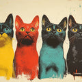 Pop Art Cat Lineup Mural Wallpaper — Colorful Whimsical Decor Mural Wallpaper - room preview 02