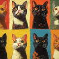 Feline Portrait Grid Mural Wallpaper —Colorful Pop Art Style Mural Wallpaper - room preview 02
