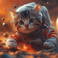 Astronaut Kitten Mural Wallpaper —Whimsical Space Adventure Mural Wallpaper - room preview 02