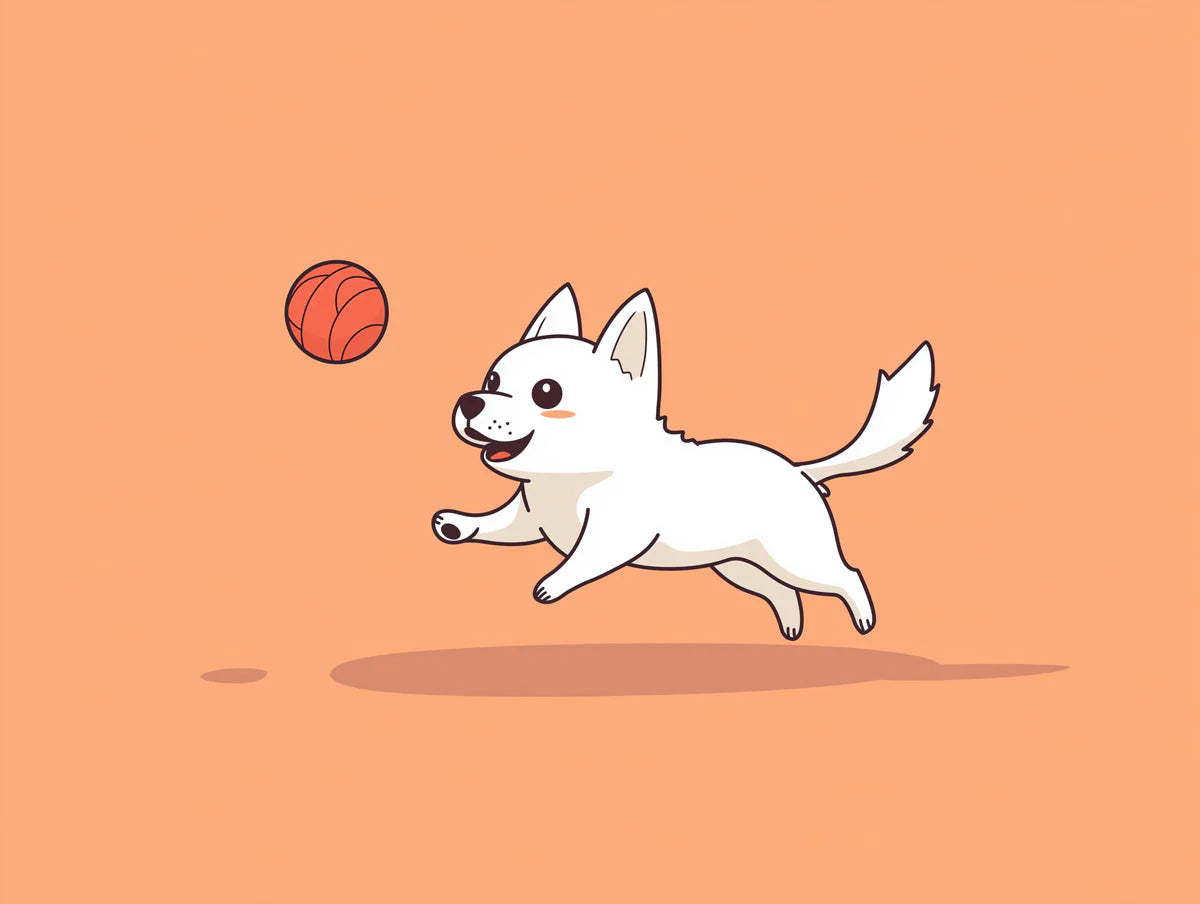 Playing Dog Mural Wallpaper — Whimsical Cartoon Sports Design Mural Wallpaper - room preview 02