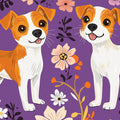 Playful Puppy Floral Mural Wallpaper — Colorful Cartoon Style Mural Wallpaper - room preview 02
