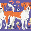 Playful Jack Russell Terrier Floral Mural Wallpaper - room preview 02