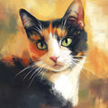 Calico Cat Artistic Mural Wallpaper — Painterly Animal Portrait Mural Wallpaper - room preview 02