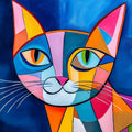 Cubist Cat Mural Wallpaper — Vibrant Abstract Animal Art Mural Wallpaper - room preview 02