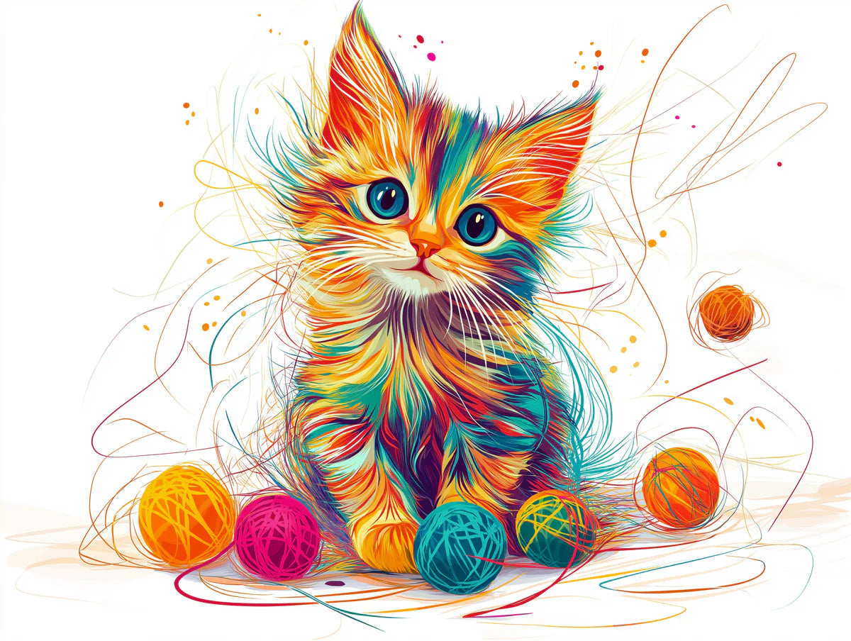Rainbow Kitten Mural Wallpaper — Playful Artistic Animal Design Mural Wallpaper - room preview 02