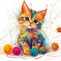 Rainbow Kitten Mural Wallpaper — Playful Artistic Animal Design Mural Wallpaper - room preview 02