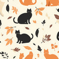 Autumn Cat Silhouette Mural Wallpaper — Whimsical Seasonal Design Mural Wallpaper - room preview 02