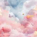 Dreamy Pastel Sky and Butterfly Mural Wallpaper - room preview 02