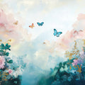 Watercolor Butterfly and Floral Garden Mural Wallpaper - room preview 02