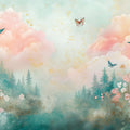 Watercolor Cloud and Butterfly Mural Wallpaper — Ethereal Garden Mural Wallpaper - room preview 02