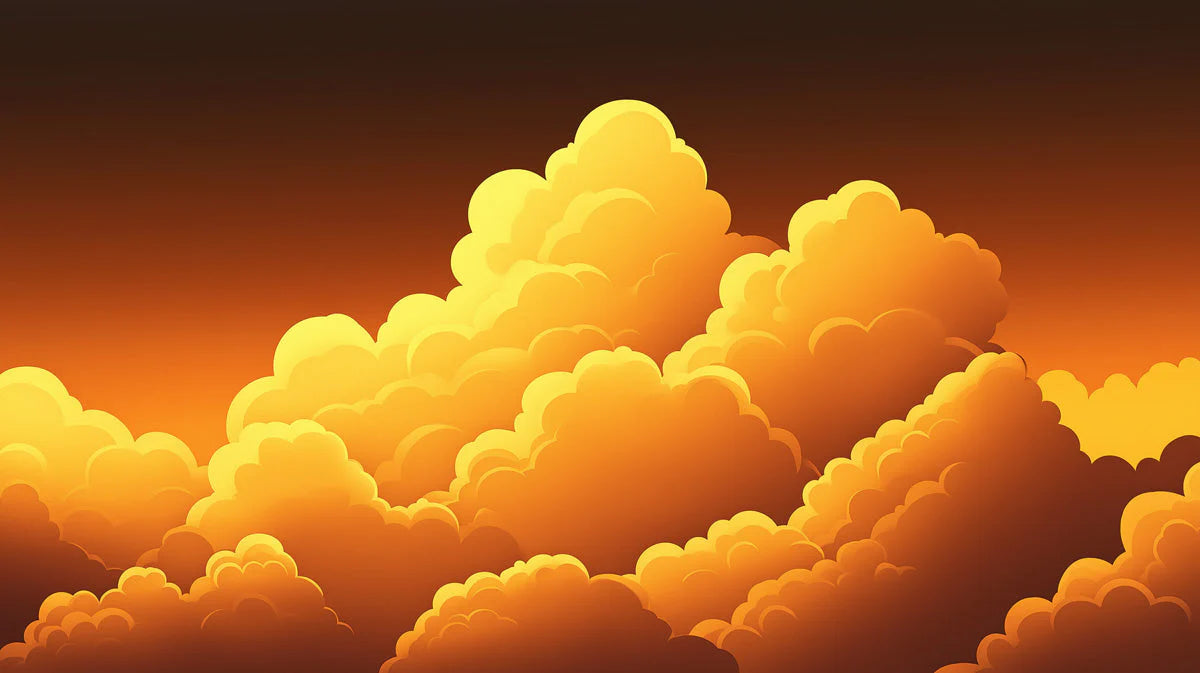 Golden Sunset Cloud Mural Wallpaper — Modern Graphic Design Mural Wallpaper - room preview 02