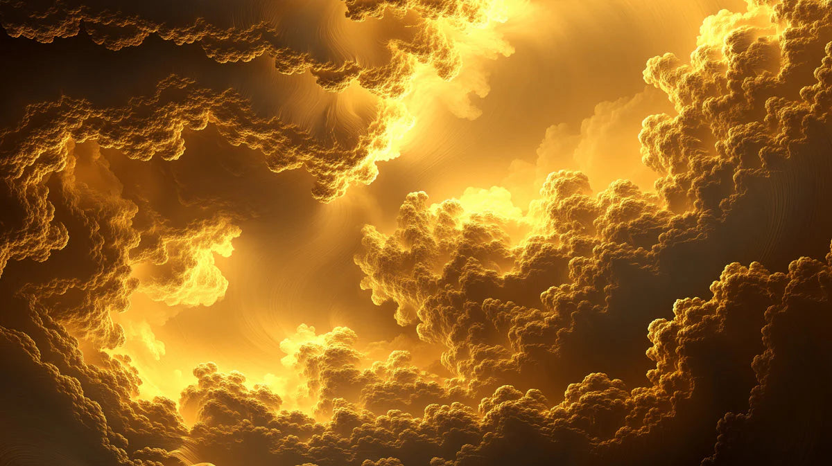 Golden Celestial Cloud Mural Wallpaper — Abstract Atmospheric Mural Wallpaper - room preview 02