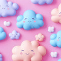 Cheerful Smiling Clouds Mural Wallpaper — Soft Pastel Design Mural Wallpaper - room preview 02