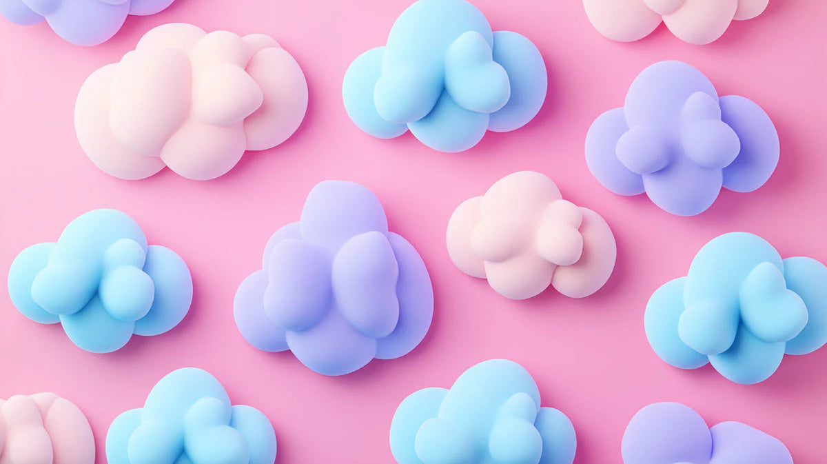 3D Sculptural Cloud Mural Wallpaper — Soft Pastel Pink and Blue Mural Wallpaper - room preview 02