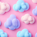 3D Sculptural Cloud Mural Wallpaper — Soft Pastel Pink and Blue Mural Wallpaper - room preview 02