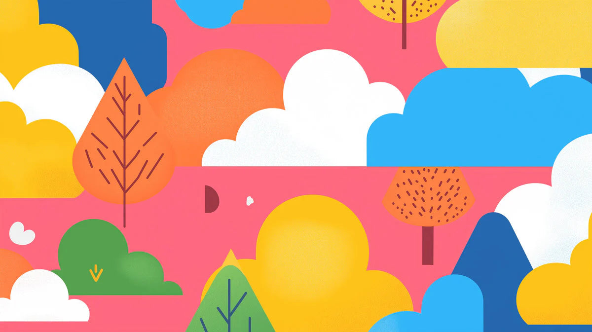 Graphic Forest Mural Wallpaper — Playful Colorful Woodland Mural Wallpaper - room preview 02