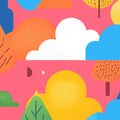 Graphic Forest Mural Wallpaper — Playful Colorful Woodland Mural Wallpaper - room preview 02