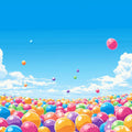 Floating Balloons Sky Mural Wallpaper — Playful Whimsical Scene Mural Wallpaper - room preview 02