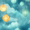 Floating Lanterns Sky Mural Wallpaper — Dreamy Artistic Decor Mural Wallpaper - room preview 02