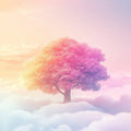 Ethereal Rainbow Tree Mural Wallpaper — Dreamy Pastel Sunset Scene Mural Wallpaper - room preview 02