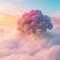 Ethereal Sunset Tree Mural Wallpaper — Dreamy Cloud Horizon Mural Wallpaper - room preview 02