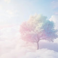 Ethereal Cloud Tree Mural Wallpaper — Dreamy Pastel Landscape Mural Wallpaper - room preview 02