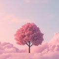 Dreamy Pink Tree Mural Wallpaper — Ethereal Sunset Cloud Design Mural Wallpaper - room preview 02