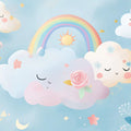 Whimsical Sky and Floral Rainbow Mural Wallpaper - room preview 02