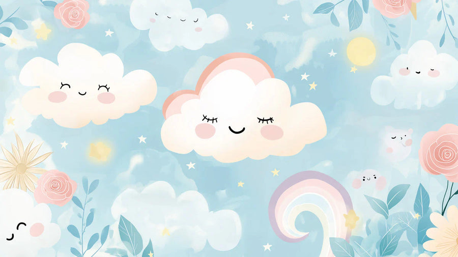 Verträumter Himmel und Regenbogen Wandtapete – Fantasievolle Dekoration Wandtapete printable artwork