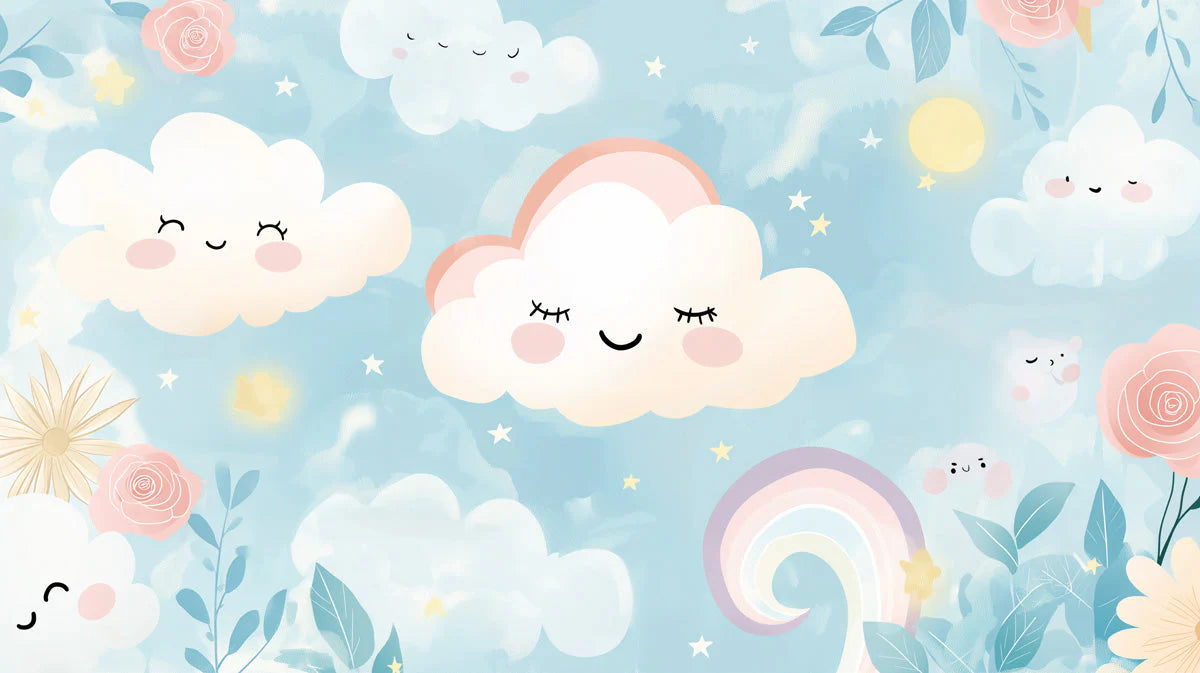 Dreamy Sky and Rainbow Mural Wallpaper — Whimsical Decor Mural Wallpaper - room preview 02