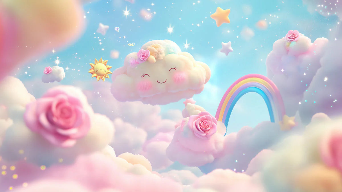 Dreamy Sky and Cloud Mural Wallpaper — Whimsical Fantasy Style Mural Wallpaper - room preview 02