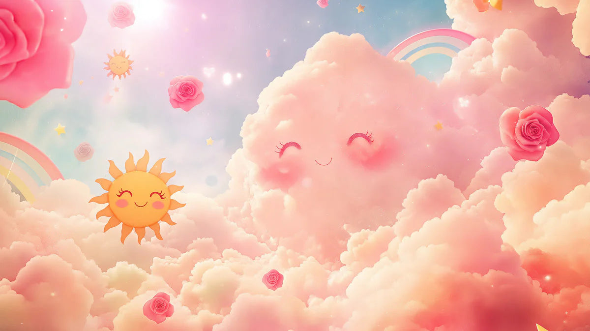 Dreamy Cloud and Rose Sky Mural Wallpaper — Whimsical Decor Mural Wallpaper - room preview 02